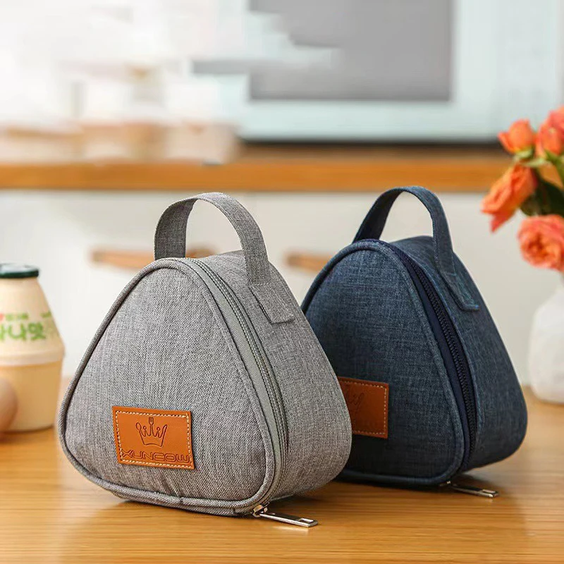 Bolsa para bolas de arroz, bolsa de almuerzo aislada, bolsa Bento Triangular, leche, sándwich, huevo, bolsa de desayuno, en stock, bolsa aislada
