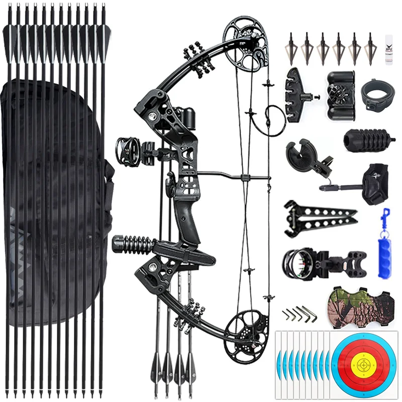 Archery Compound Bow and Arrow Set High Quality Metal Right-Handed 45LBS Draw Weight Outdoor Hunting Shooting for Teenagers
