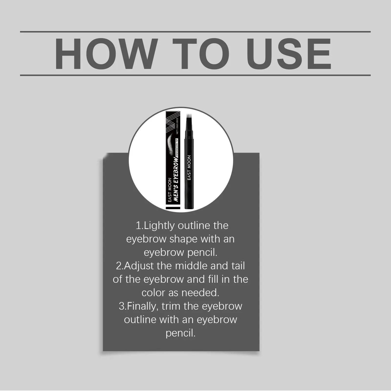 イーストムーンメンズアイブロウペンキット、初心者向け、長持ち防水、汗に強い、簡単塗布、プロ仕様メイク、ナチュラルアイブロウペンシル