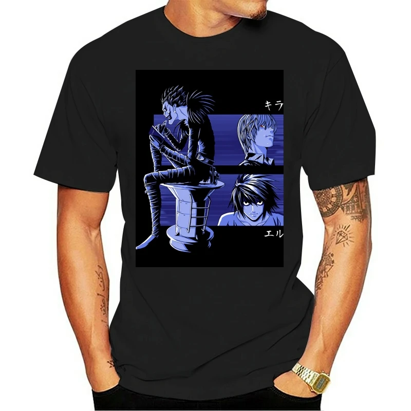 Death Note Light L And The Shinigami Black T-Shirt For Anime Manga Fans Oversized Tee Shirt