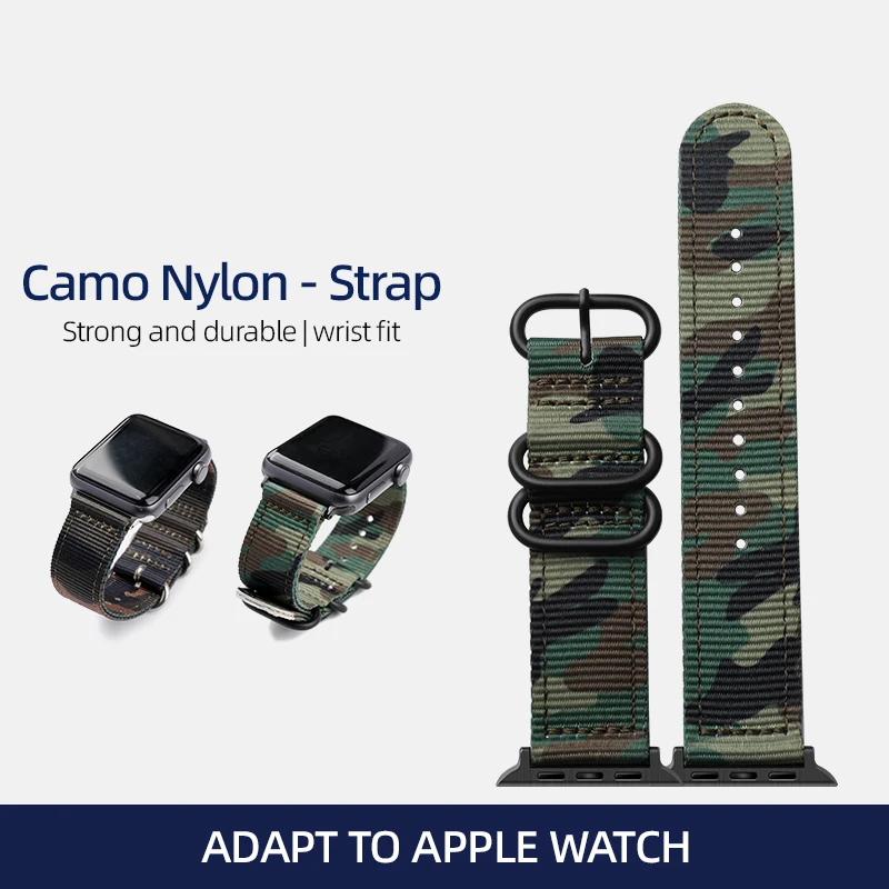 Handmade Double Layer Nylon Camouflage Watchband For Apple Watch 8 7 45MM 49MM Water Resistant Men Wearable Bracelet