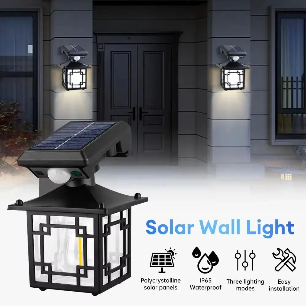 IP65 Waterproof Motion Induction Wall Lamp Remote Control 3 Lighting Modes LED Solar Light Adjustable Separate Panel