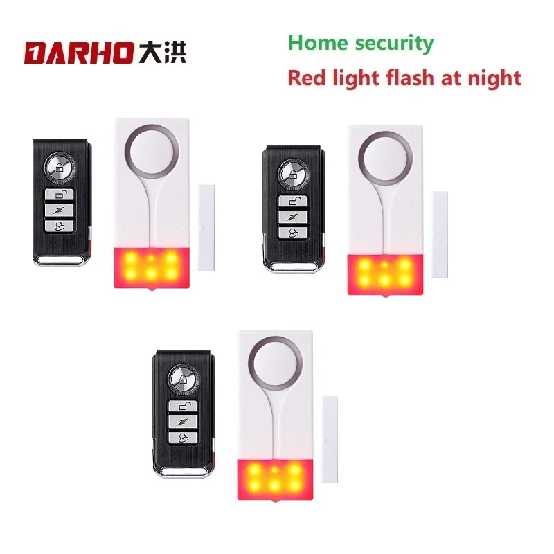 Darho Red Flash Shop Smart Home Security Bell With Sound Window Door Magnet Sensor Detector Wireless Smart Home Alarm System