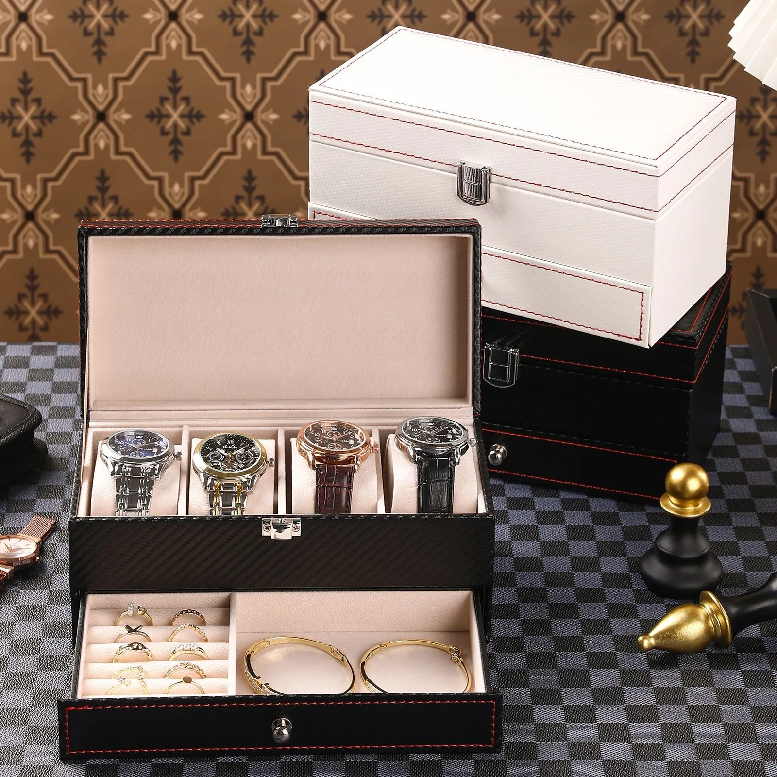 

Multi-Purpose Home Storage Box Small Objects Organizer Box Watch Storage Case Leather Gift Box Glasses Storage Box