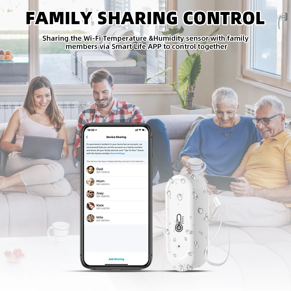 IP65 wasserdichter Tuya WiFi-Temperatur- und Luftfeuchtigkeitssensor für den Innen- und Außenbereich, Heimthermometer, kompatibel mit Alexa Google Home Voice – Detail 12