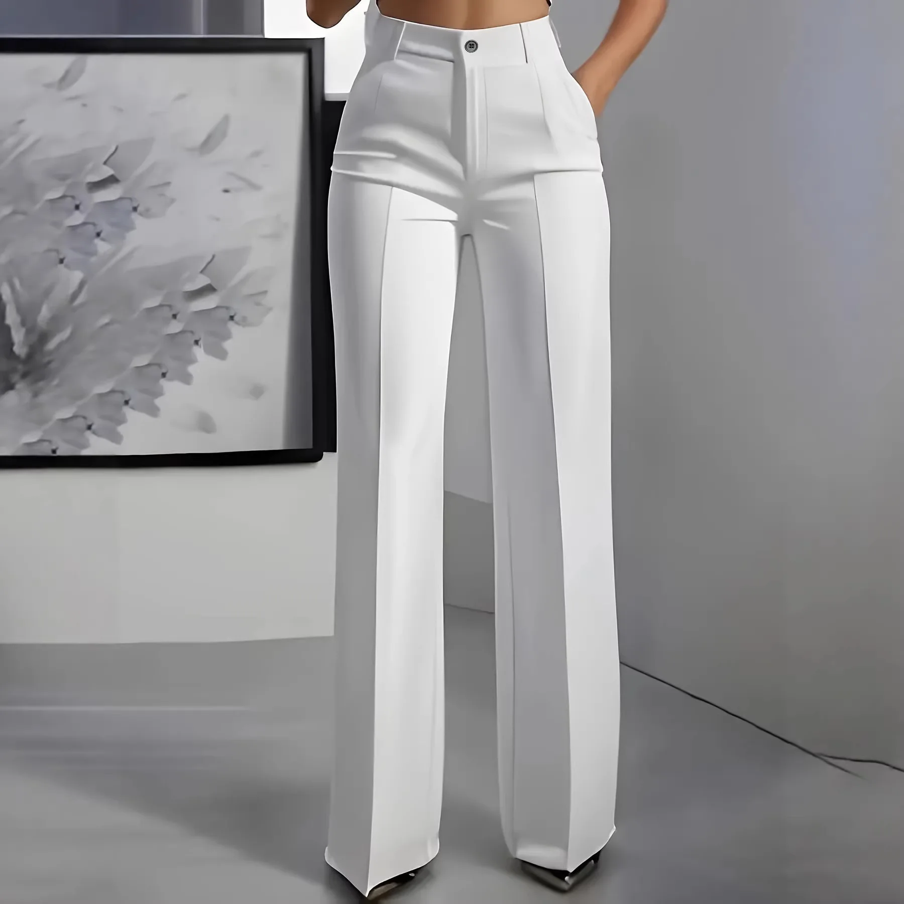 KIDCRKJ Lady Suit Pants Fashion Solid High Waist Straight Long Pants For Women Elegant Office Women Clothing spring Clothes New