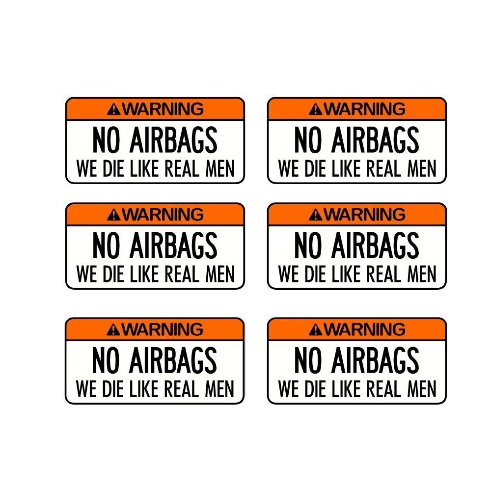 Pack of 6 100mmx52mm Warning No Airbags Sticker Decal Suits Drag Drift Race Rally Track Vintage Car