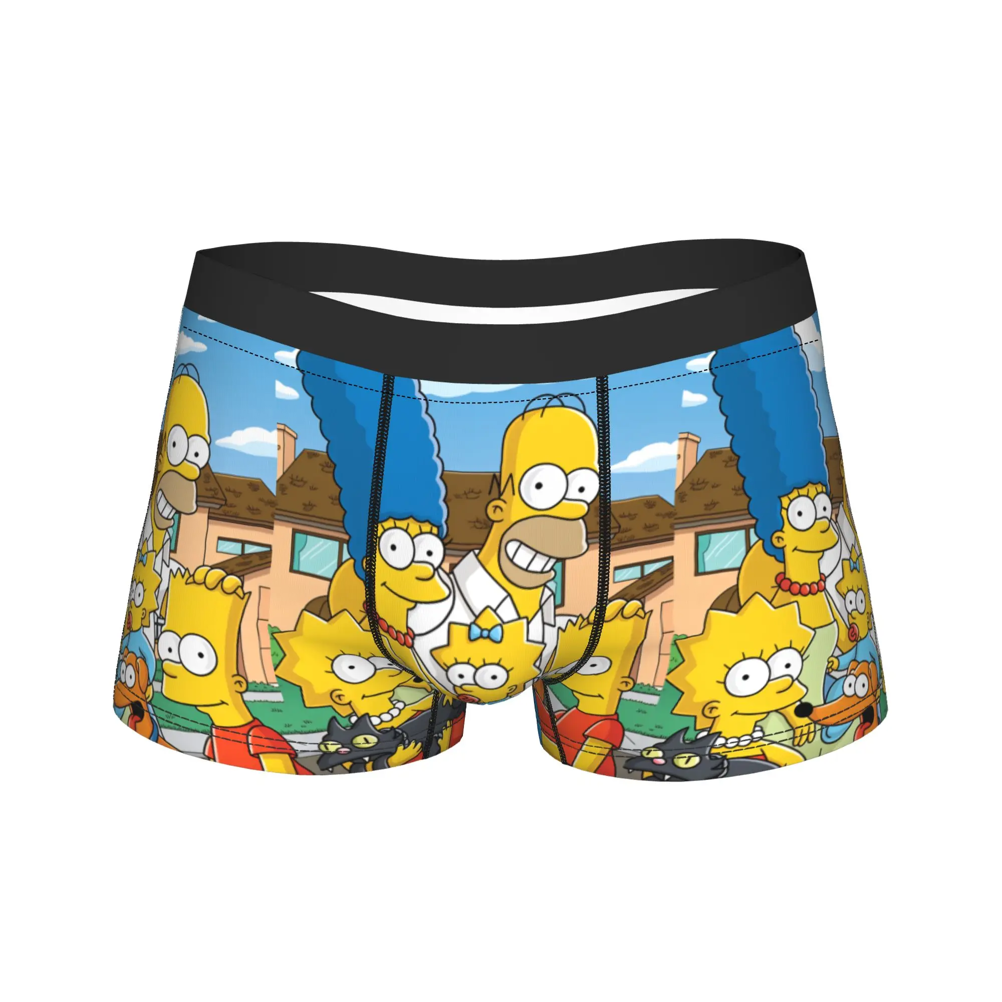 S-Simpsons Classic Family with Pets Portrait Underwear Men Underpants Comfortable Boxer Shorts High Quality Shorts Briefs