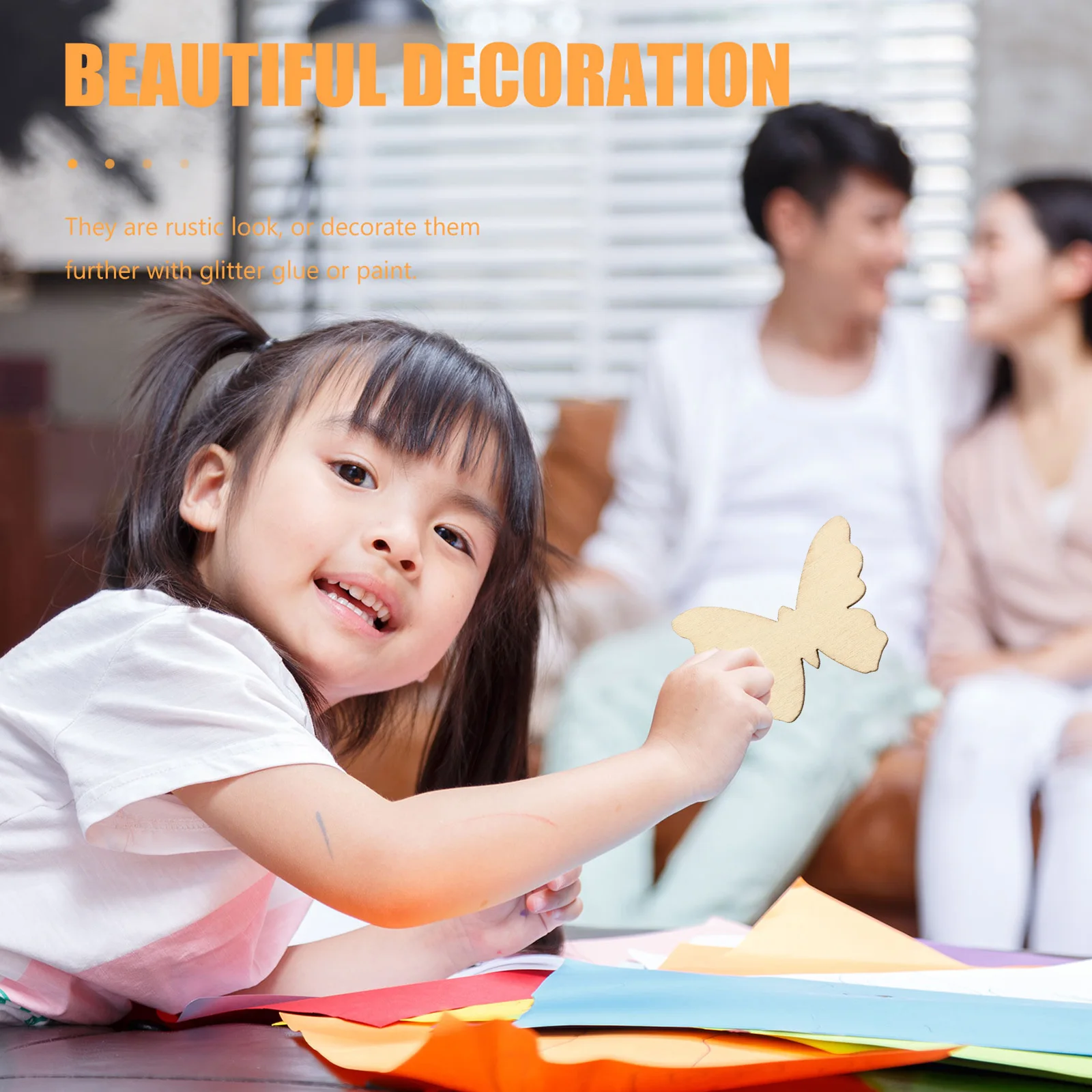 100 قطعة الكتابة على الجدران الخشبية Diy بها بنفسك الفراشات غير المكتملة قطع خشبية الحرفية مجموعة للأطفال الأسرة اللوحة ديكور المنزل الحرف اليدوية العرض #1