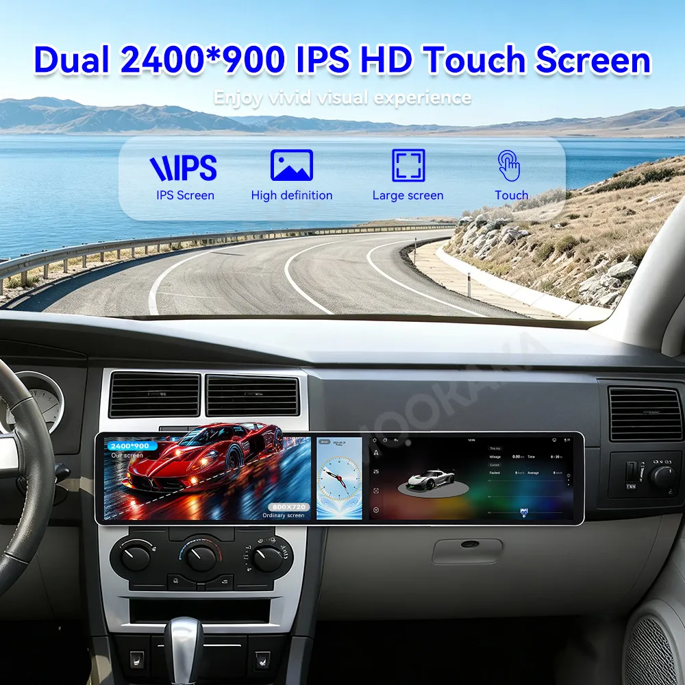 Android 15 Dual 12.3 Inch Triple Screen For Dodge Charger Magnum 2004-2007 Auto Stereo Radio Multimedia Player GPS CarPlay DSP