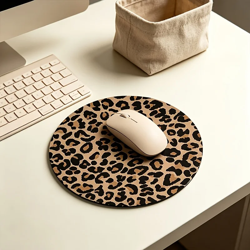 1/2 Pack Leopard Print Mouse Pad Diatomaceous Earth Leopard Print Mouse Pad Ins Style Office Round Mouse Pad Non-Slip Absorbent Mat