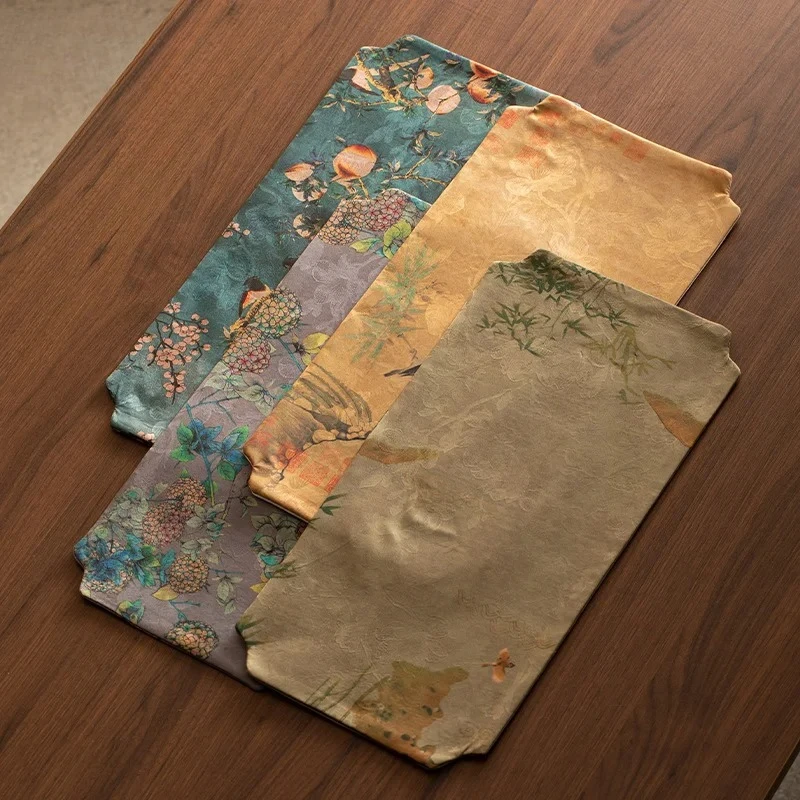 Imitation Fragrant Cloud Yarn Rectangular Dry Brew Tea Mat Zen Double-sided Heat Insulation Retro Tablecloth Tea Cloth Tea Towel