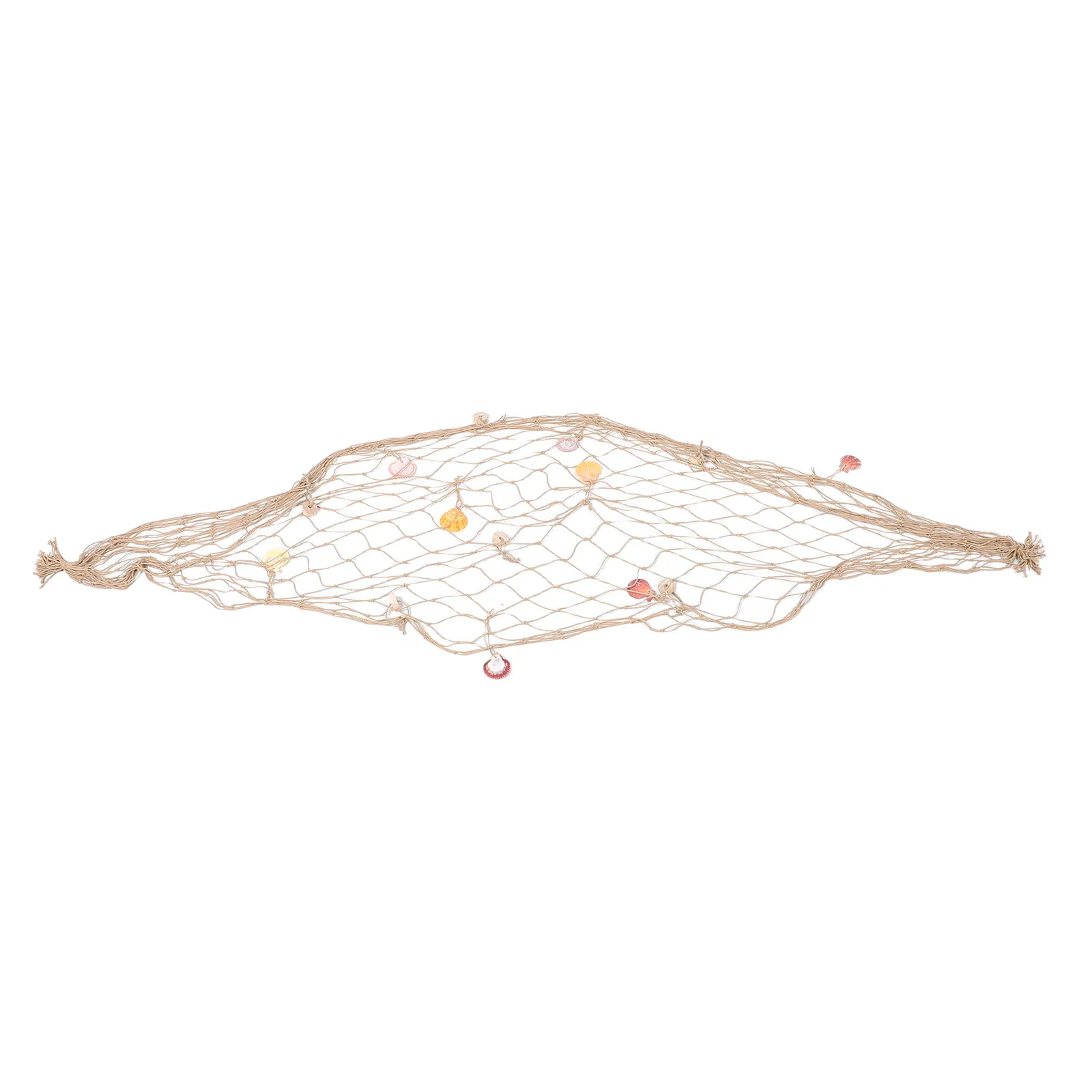 Decorative Nautical Themed Fishnet 200x100cm Rustic Cotton Linen Rope Natural Shells Fish Net Wall Hanging Bedroom Party Decor