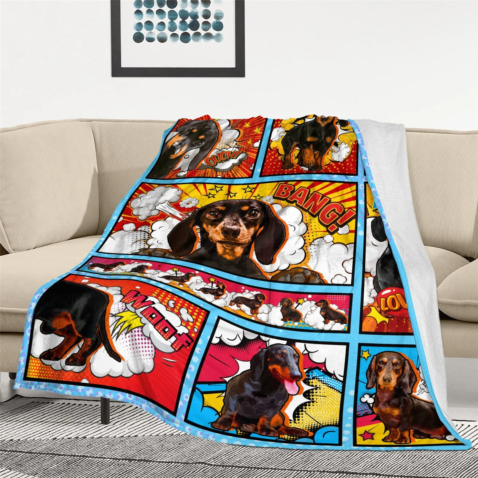 KACISSTY Dachshund Throw Blankets Animal Dog Splicing Flannel Blanket Air Condition Office Nap Quilts 5 Size Dropshipping