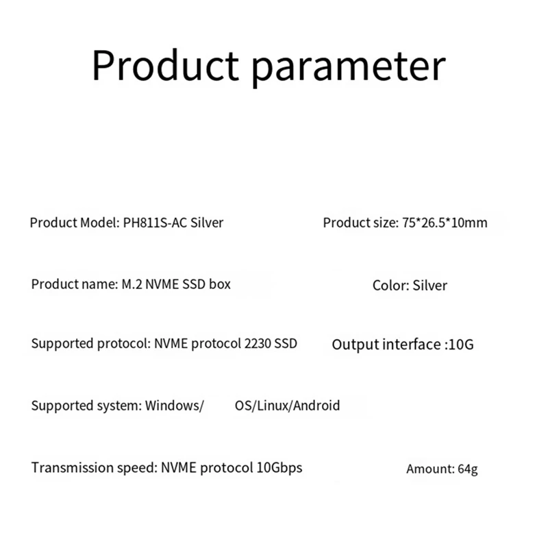 10Gbps M.2 NVME SSD High-Speed Solid-State Mobile Hard Disk Box JMS583 Master Control With USB TYPE-C Dual-Head PHDK