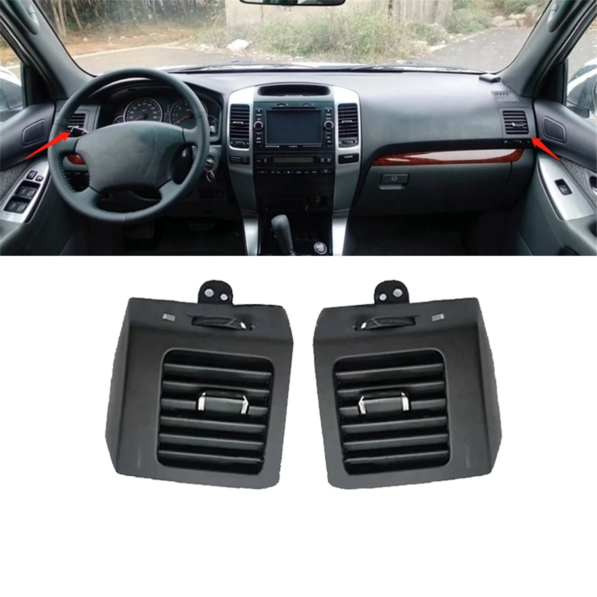 1Pair Car Dashboard A/C Air Vent Grille for Toyota Land Cruiser Prado 120 LC120 Lexus GX470 03-09 Air Conditioner Outlet