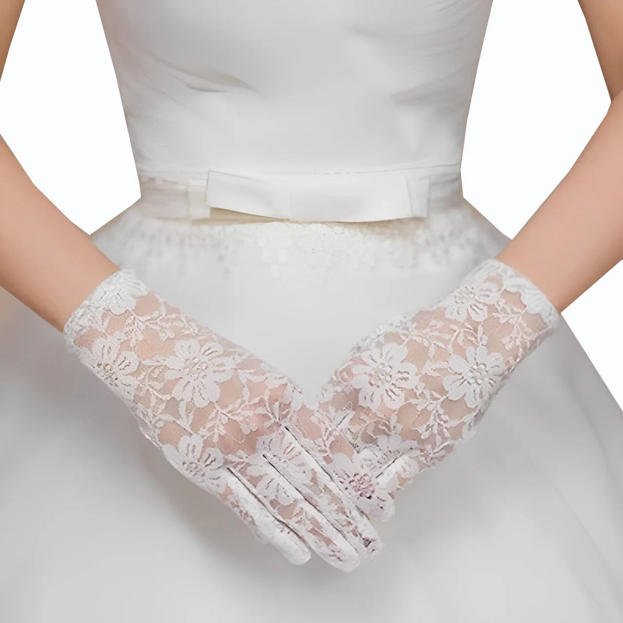 

Waist Length Full Fingers Lace Gloves Wedding Bridal Gloves Short Party Prom Costume Glove Accessories For Women