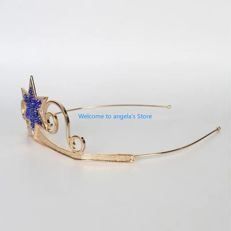 X4YC Sang Trọng Thái Tóc Vòng Hạng Nặng Sinh Nhật Thanh Lịch Cuộc Thi Hexagram Pha Lê Cô Gái Cưới Trang Phục Mũ Đợi Đầu Đa Năng