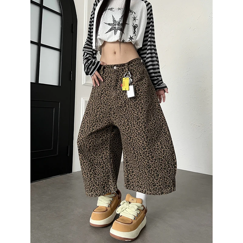 

ZHIZOU Women Leopard Denim Shorts Y2k Jeans Pants Harajuku Aesthetic Vintage Embroidery Cowboy Shorts 2000s Trashy Clothes 2026