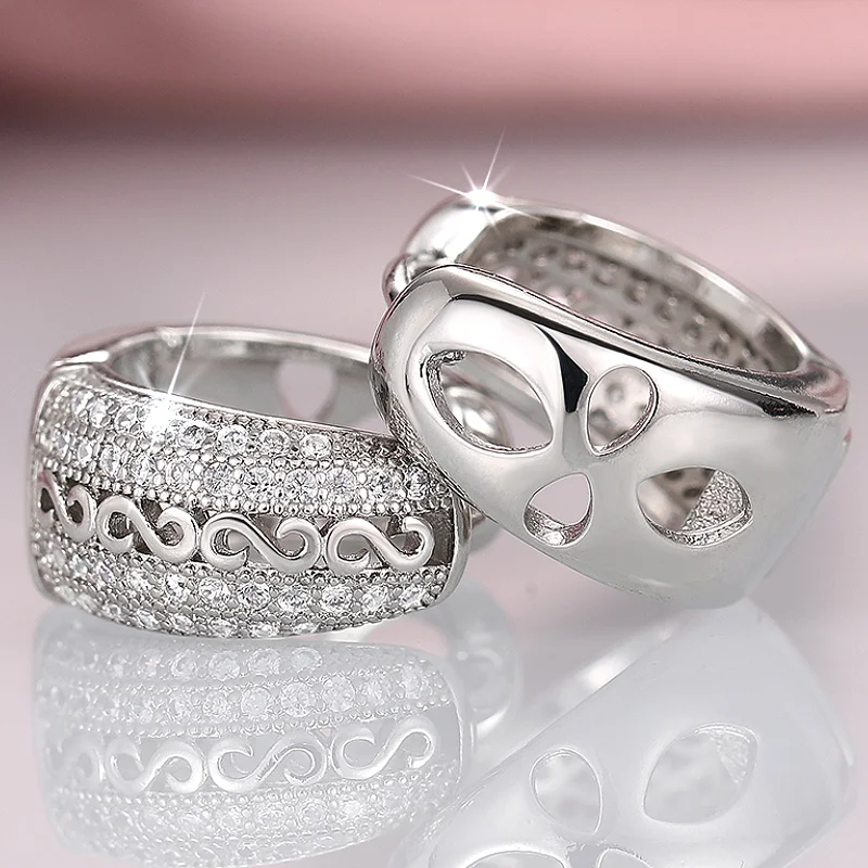 Huitan Vintage Silber Farbe/Gold Farbe Dame Creolen Intarsien Glänzende CZ Für Hochzeit Party Verlobung Trendy Luxus Zubehör