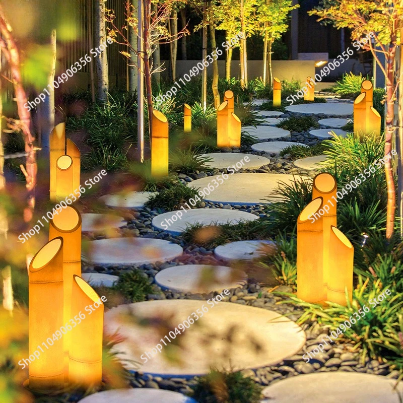 Solar outdoor waterproof simulation luminous bamboo light garden villa landscape modeling light led garden lawn light