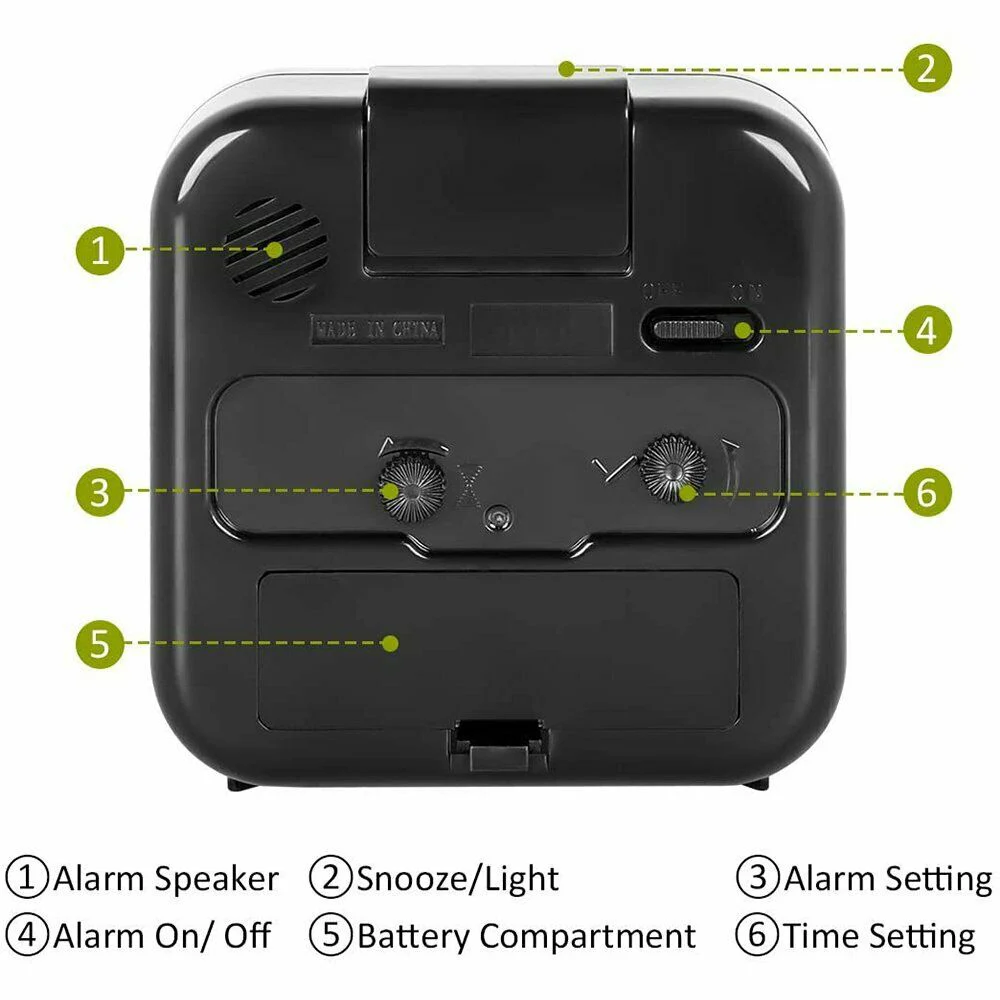 Jam Kuarsa Analog Tidak Berdetak dengan Lampu Meja Kecil Jam Alarm Bercahaya Senyap Tunda untuk Tidur Berat Kamar Tidur Kantor