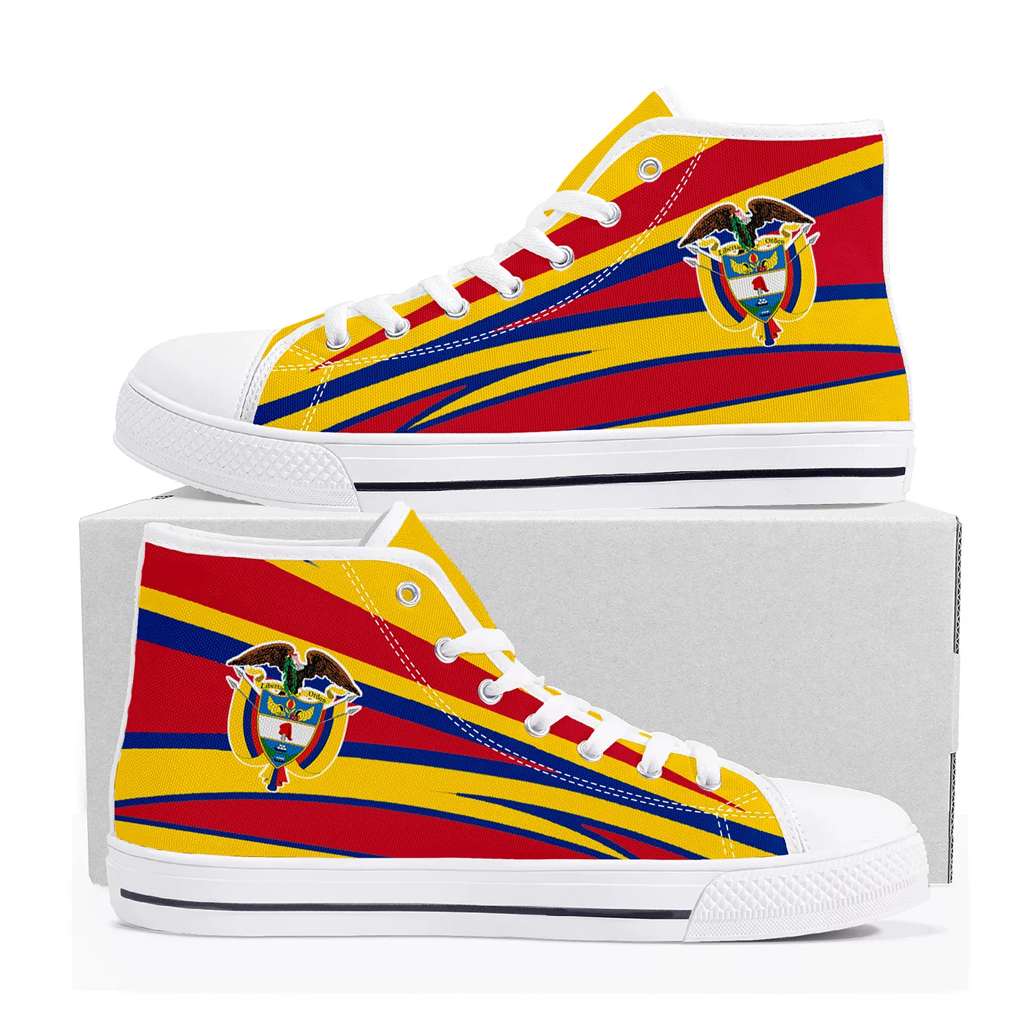 

Colombia Flag Bogota High Top High Quality Sneakers Mens Womens Teenager Canvas Sneaker Casual Couple Shoes Custom Made Shoe