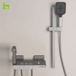 Wall Mounted Bathtub Faucet Multi-Functional Brass Body Height Adjustable Easy To Install Bathroom Shower Tap