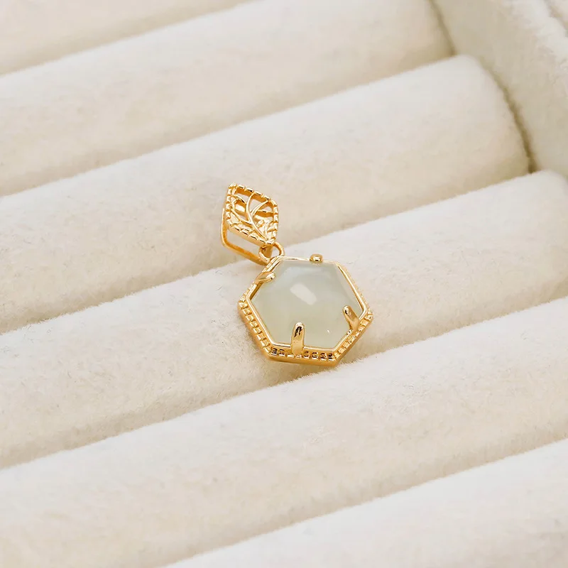 

925 Sterling Silver Necklace Natural Jade Pendant Nephrite Gemstone Gold Plated Chain Luxury Fine Jewelry Accessory NI189