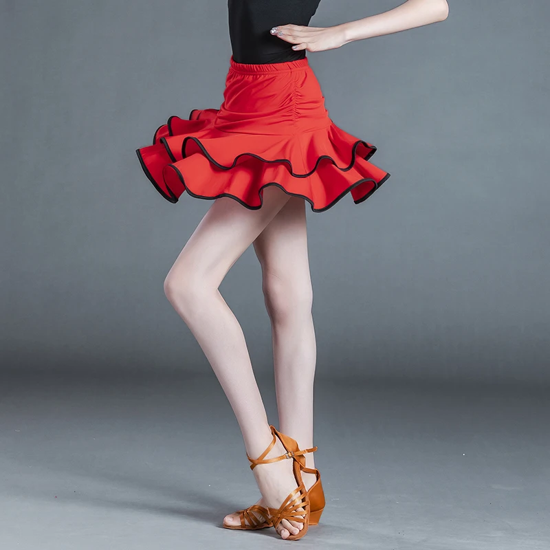 Girls Dance Skirt Latin Salsa Cha Rumba Samba Modern Ballroom Skirts With Shorts 10 Colors