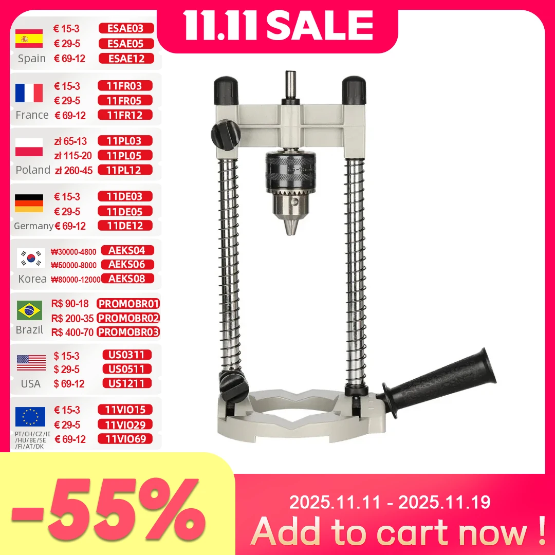 

Allsome прецизионный держатель для сверла держатель для трубы подставка для сверления руководство с регулируемым углом и съемной ручкой DIY инструмент