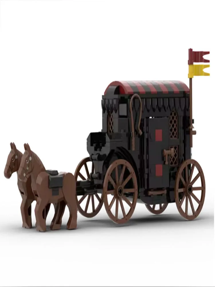 Spot MOC-127645 310 pz piccole particelle assemblaggio blocchi di costruzione castello medievale decorazione carrello modello giocattolo