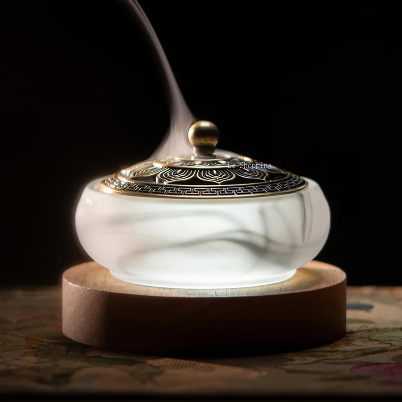 

Ink-wash Glazed Incense Burner Luminous Base Temple Household Indoor Tea Ceremony Incense Burner and Desktop Decorative Item