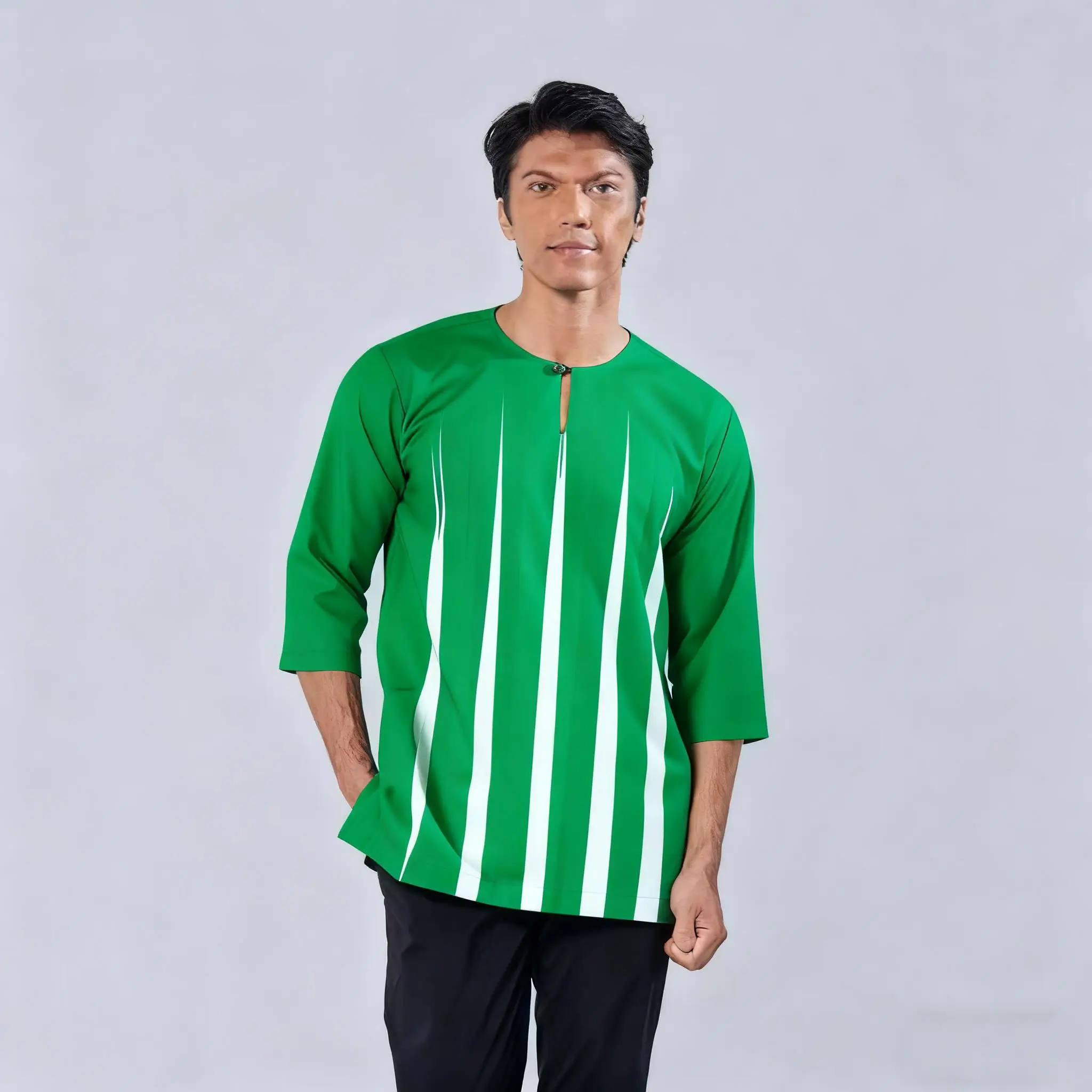 الرجال قميص مسلم فضفاض الربيع الوقوف قمصان عادية قفطان قصيرة الأكمام Thobe مسلم تي شيرت الملابس الملابس الإسلامية للرجل #4