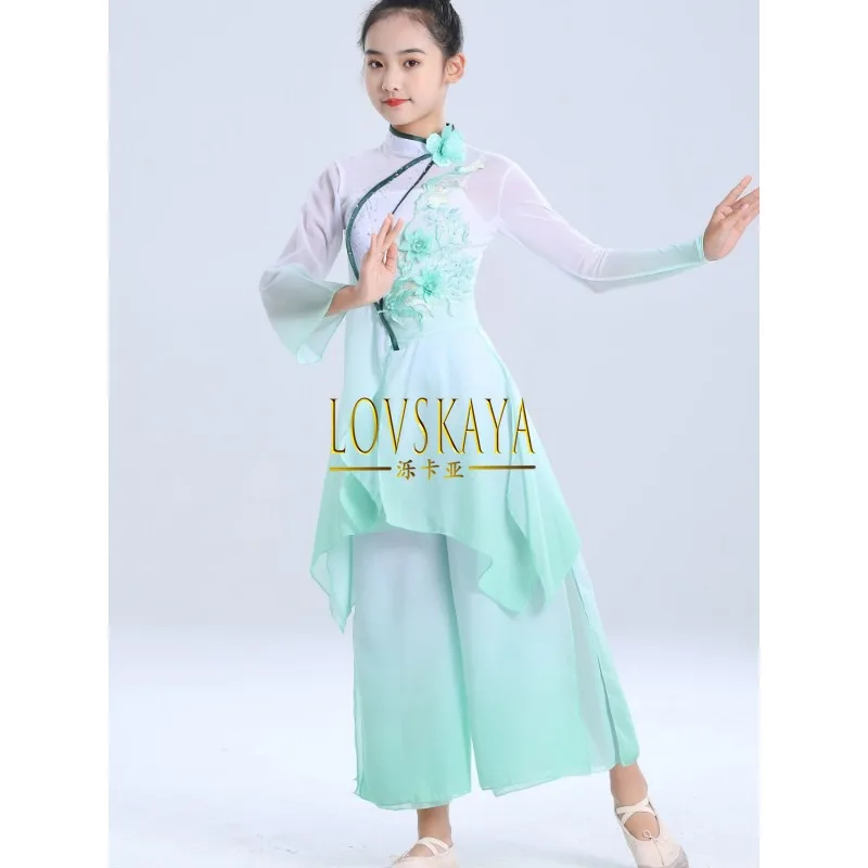 

Chinese New Fan Dance Performance Dress in Ancient Wind and Gauze Clothing for Children Classical Dance Performance Dress