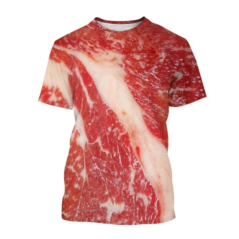 Creative Beef Mutton Meat T-shirt Men Women 3D Print Streetwear Personality T Shirt O-Neck Casual Shirt Tees Tops Male Clothing