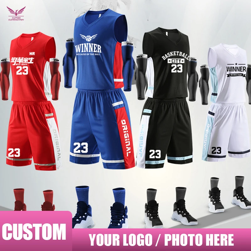 Custom kids basketball Jersey Suit Breathable Basketball Uniform personality customization basketball training set print logo