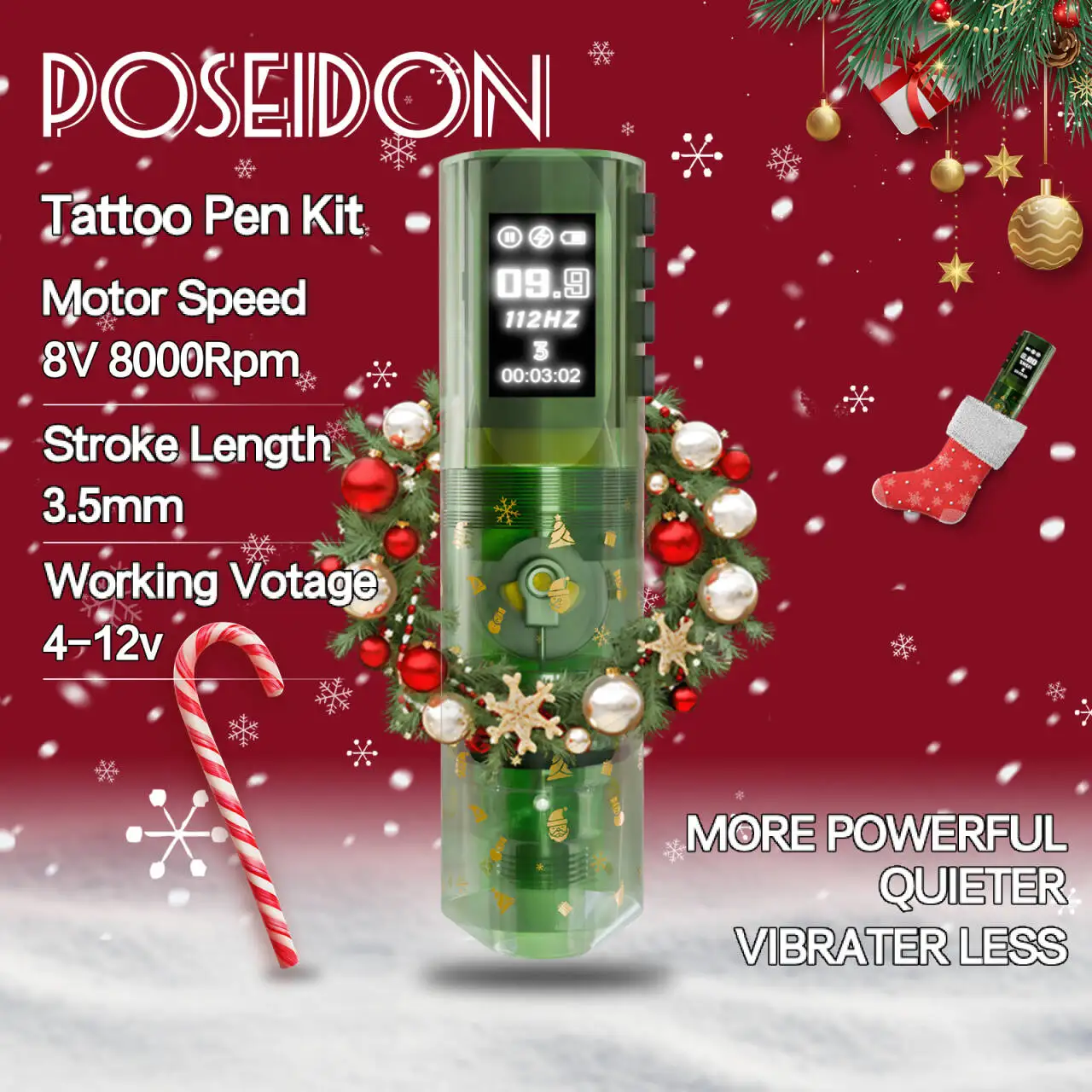 Weihnachten Tattoo Kit POSEIDON Neue Tattoo Stift Kit Für Permanent Make-Up Tattoo Maschine Kit Drahtlose Tattoo Netzteil Tattoo Gun