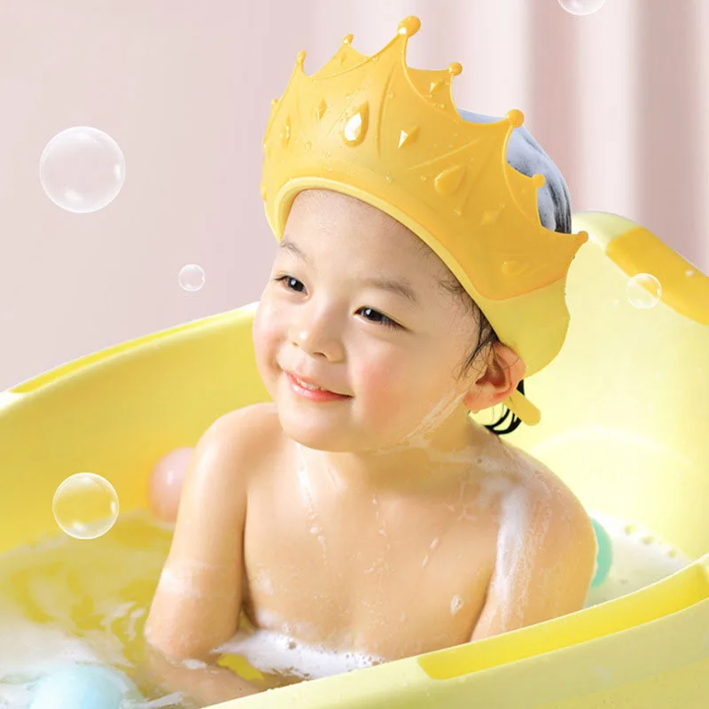 

Shampoo Hat Children's Bath Hat Crown Infant Shampoo Hat Waterproof and Adjustable Silicone Ear Protector Baby Shampoo Tool