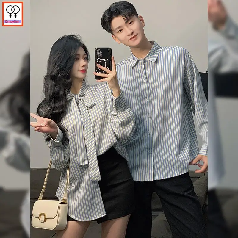 Matching Couple Clothes 2024 Holiday Honeymoon Outfits Valentine\'s Date Girls Boyfriend Shirt Female Male Lovers Couple Shirts