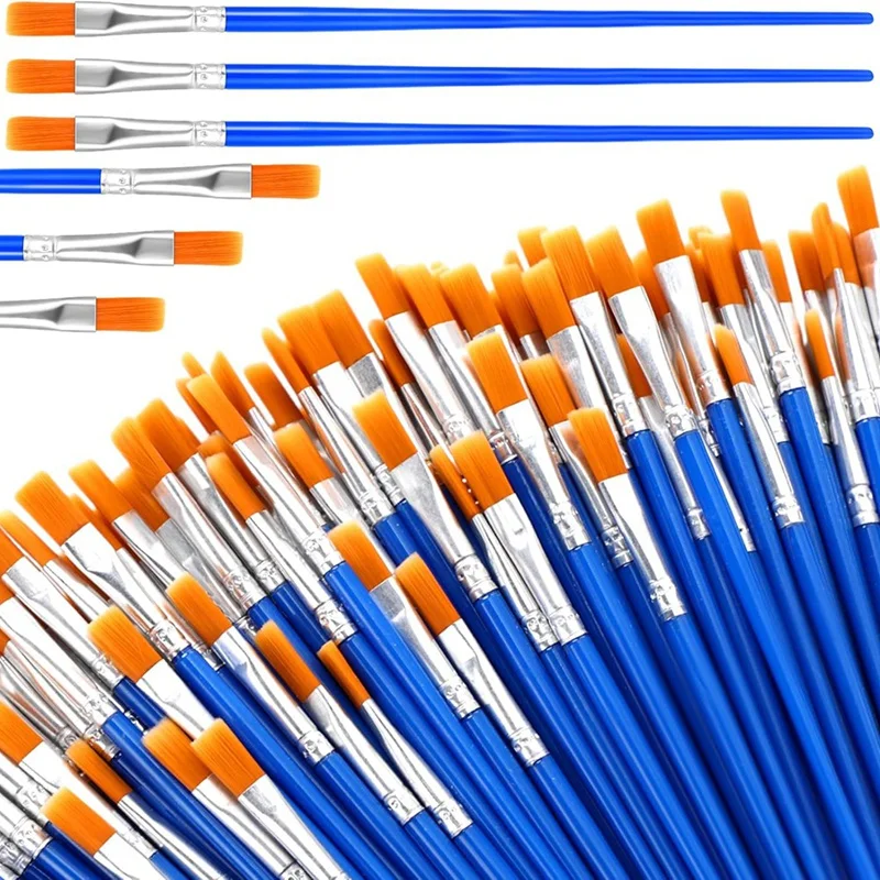 Top-500Pcs Flat Paint Brushes Bulk For Classroom Crafts Acrylic Oil Painting Watercolor Painting Canvas Face Painting