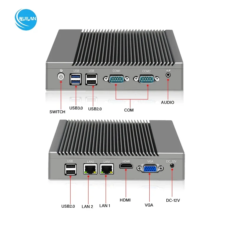 2025 OEM Industrial Computer Accessories I3 I5 I7 4GB Memory 3*USB 2*RS485 Dall Barebon Mini Fanless Embedded Box PC