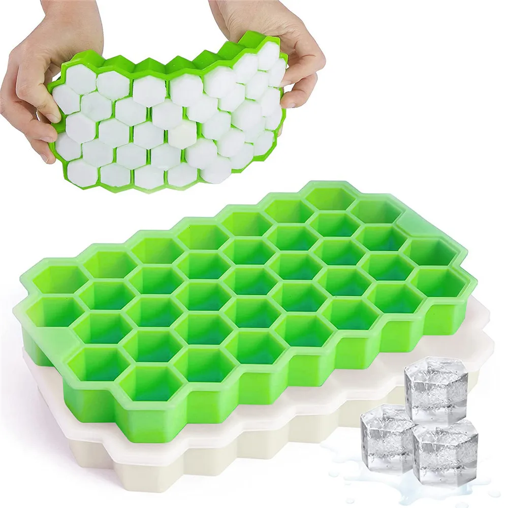 Ice Block Mold Honeycomb Silicone Ice Block Ice Tray Mould Reusable Food Grade Ice Maker with Lids for Summer Juice Wine