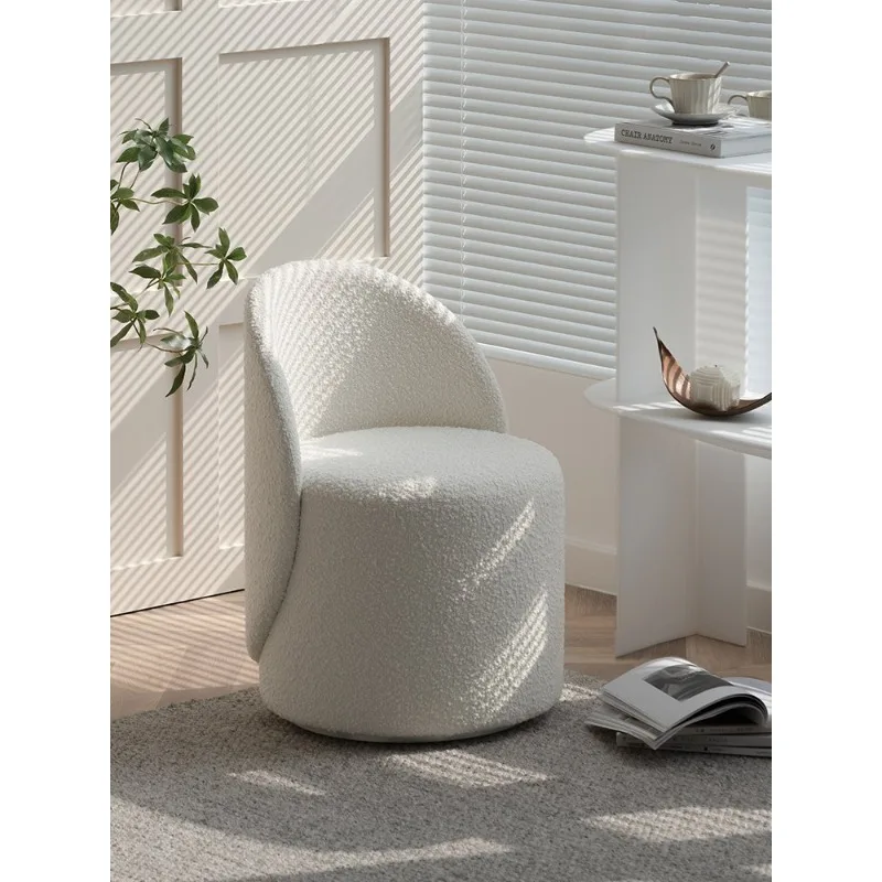 

Cream wind light luxury minimalist makeup stool round stool dressing backrest bedroom chair dresser stool household