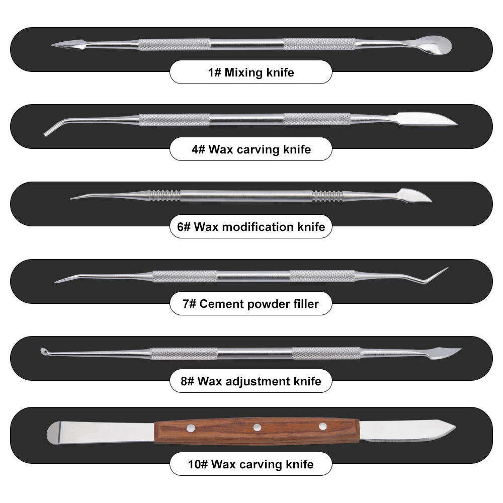 6Pcs/Set Dental Spatula Plaster Knife With Metal Box Versatile Teeth Wax Carving Tool Dental Practical Instrument Dentist Tools