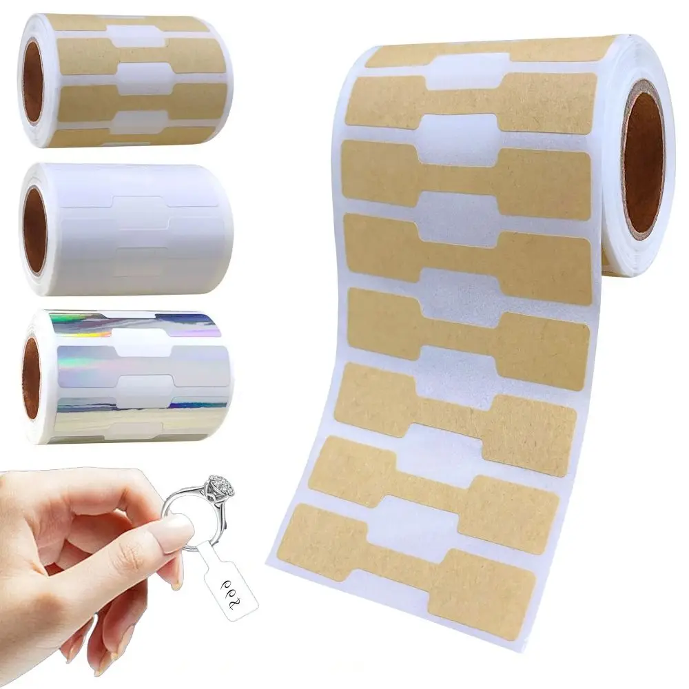 Etiquetas de preço de joias multicoloridas criativas, 500 peças, papel kraft, pulseira em branco, etiquetas penduradas, artesanais, quadradas, autoadesivas