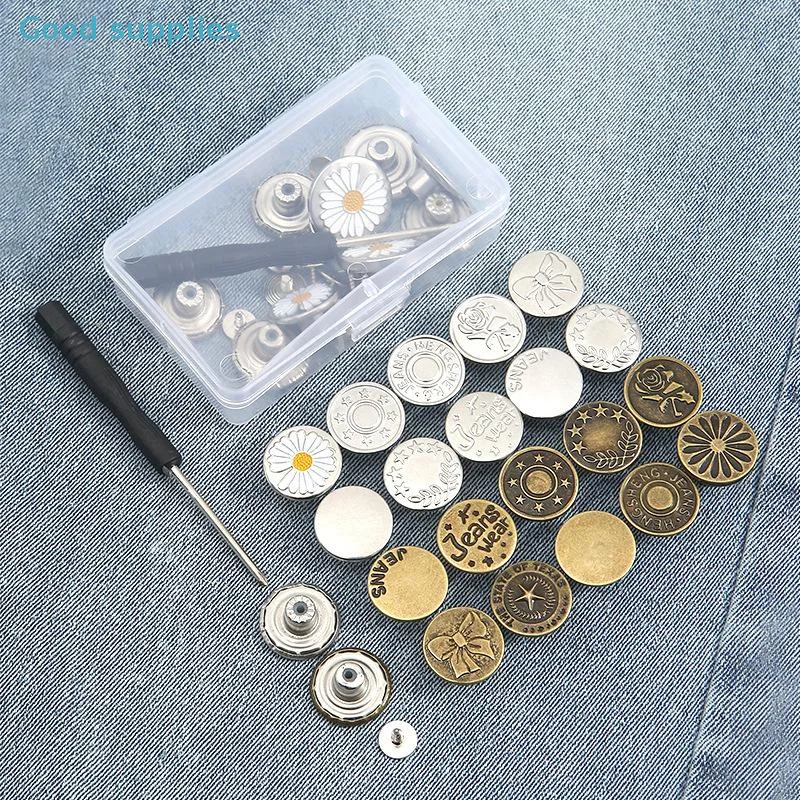 

Набор металлических кнопок-застежек для джинсов без пришивания, 10/20 шт., 17/20 мм, с отверткой, для ремонта одежды