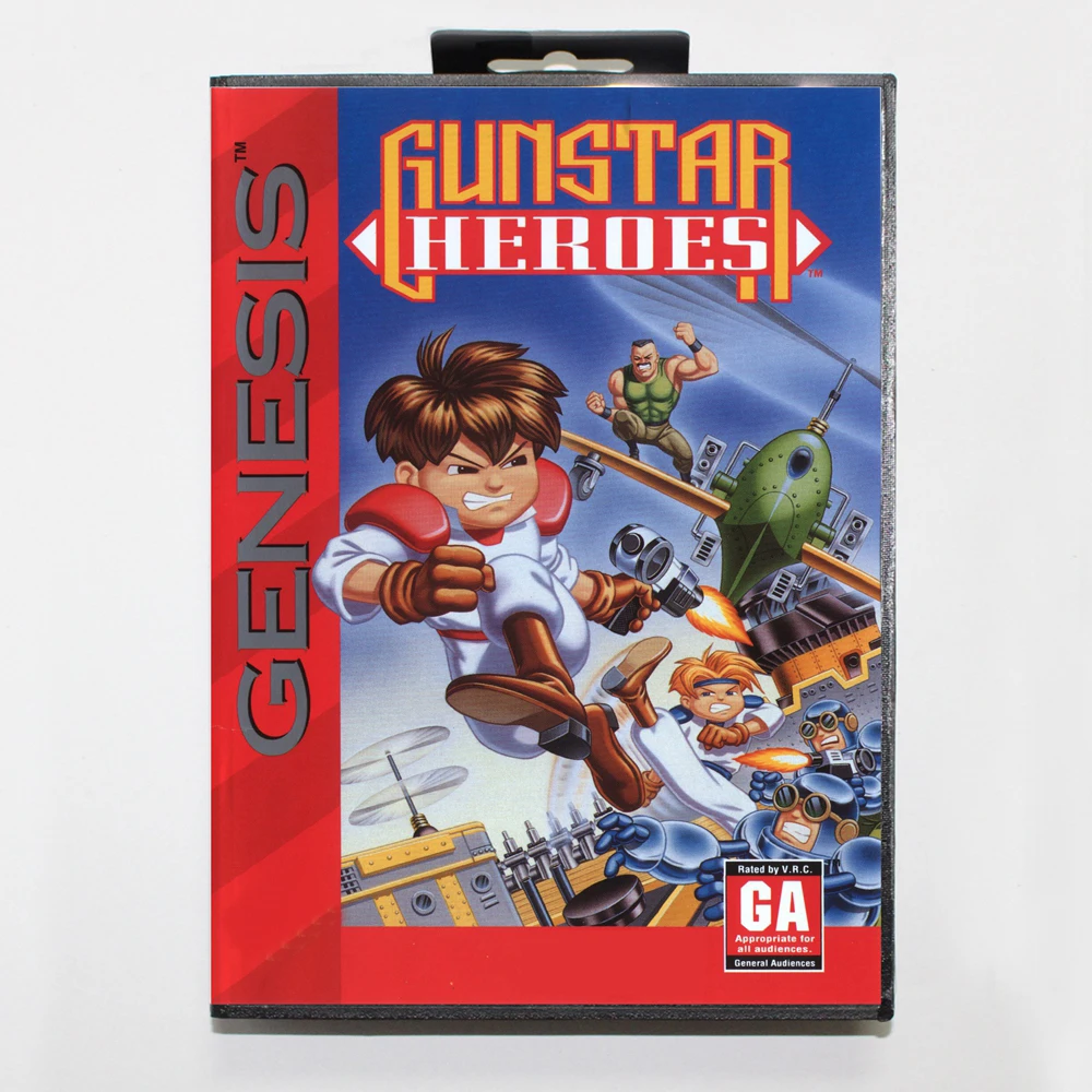 Gunstar Heroes MD Game Cartridge with USA Box for 16 Bit Sega Megadrive Genesis System