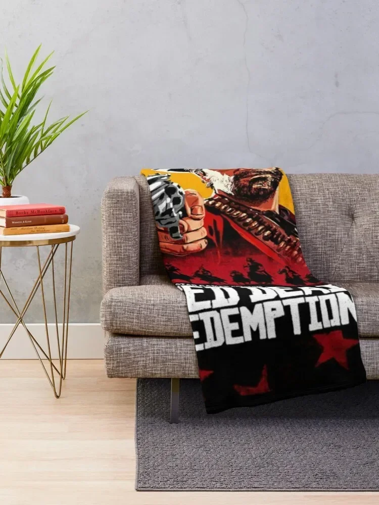 Red Dead Redemption II Rockstar Games Throw Blanket Plaid on the sofa Beach Blankets