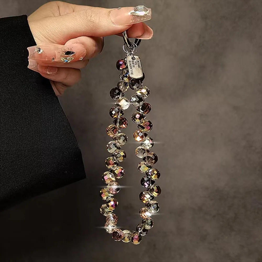 Stylish Crystal Bead Pendant Colorful Glitter Crystal Bead Keychain Transparent Wrist Crystal Chain Detachable Bag Pendant